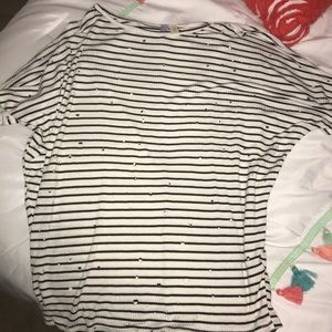 black & white striped top